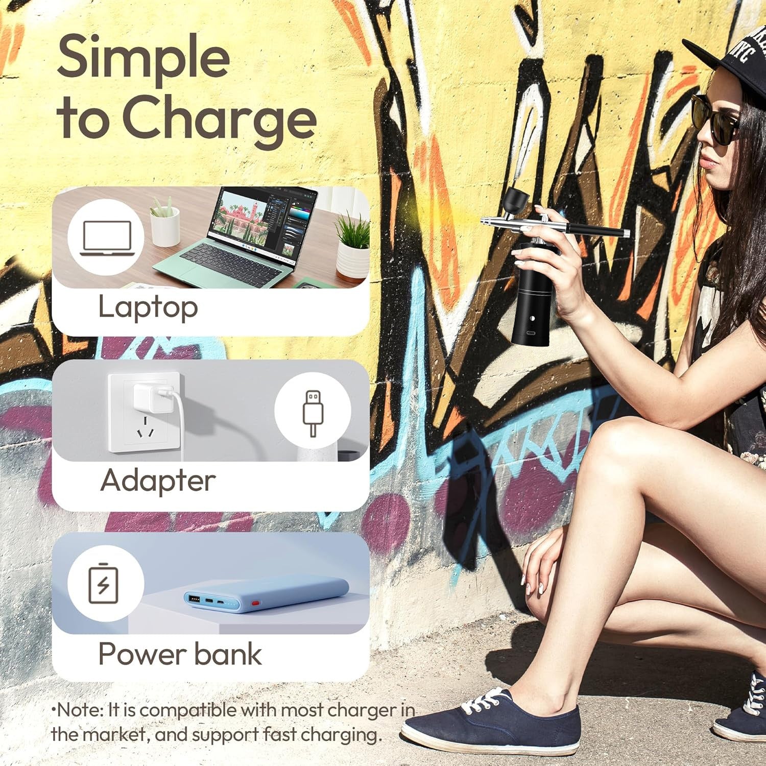 🎨🔥 Rechargeable Cordless Airbrush Kit 30PSI | 10-in-1 Pro Spray Gun⚡60 Min Runtime🌟【Nails/Cake/Barber】Portable Compressor for Makeup, Painting, Cookie Decor (Black) 🎨🔥 Rechargeable Cordless Airbrush Kit 30PSI | 10-in-1 Pro Spray Gun⚡60 Min Runtime🌟【Nails/Cake/Barber】Portable Compressor for Makeup, Painting, Cookie Decor (Black)